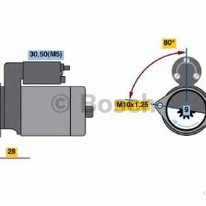 BOSCH Startmotor 0 986 021 550 CITROËN [C1]; PEUGEOT [107]; TOYOTA [AYGO] 4047023204691