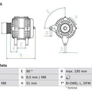 BOSCH 0 986 082 230 Alternateur 14V 140A VOLKSWAGEN: Polo V 3/5 portes, GOLF 6, Caddy 3, SEAT: Ibiza 4, Leon II Altea, AUDI: A3 Sportback 4047025289412