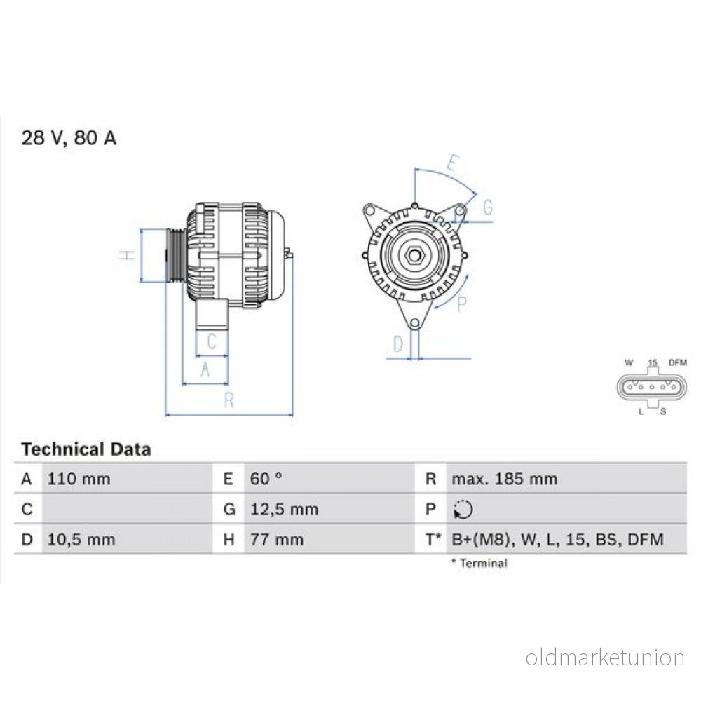 BOSCH 0 986 042 360 Alternateur 28V 80A