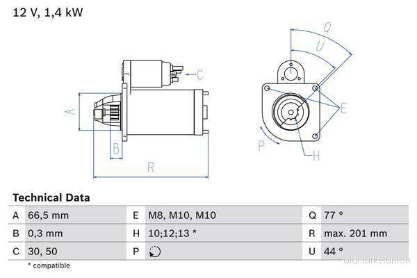 Startmotor BOSCH 0 986 022 800 4047024614383