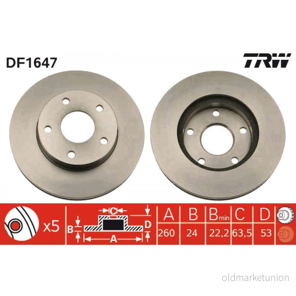 Bromsskiva TRW DF1647 3322936164708