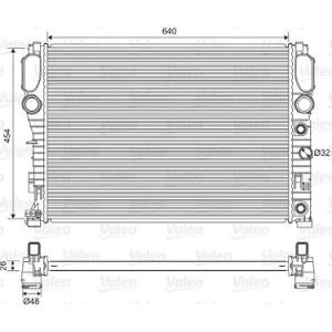 VALEO 701575 Kylare, motorkylning Aluminium 454mm 640mm 26mm utan kylmedelsregulator Kylflänsar lödda MERCEDES BENZ: E klass T modell, CLS Coupe 3276427015751