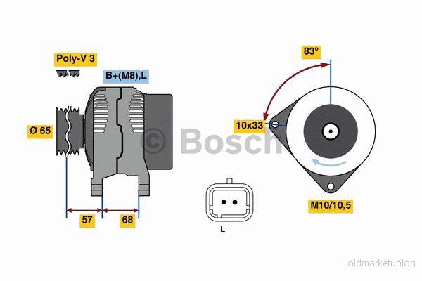 BOSCH 0 986 080 960 Alternateur 14V 95A RENAULT: CLIO 2, Kangoo I, I Express, DACIA: Sandero Logan Berline, NISSAN: Kubistar Van 4047024837270