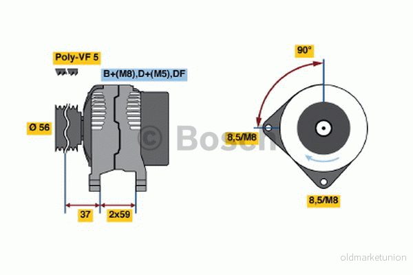 BOSCH 0 986 040 350 Alternateur 14V 120A AUDI: A4 B5 Avant, VOLKSWAGEN: Passat Berline, Break