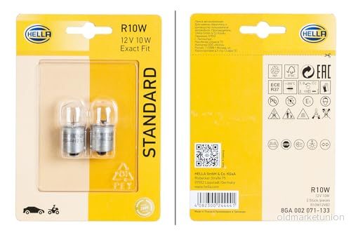 HELLA 8GA 002 071 133 Ampoule, feu clignotant 12 10 R10W Halogène avant et arrière PEUGEOT: 208 I 3/5 portes, 207 portes 4082300244441