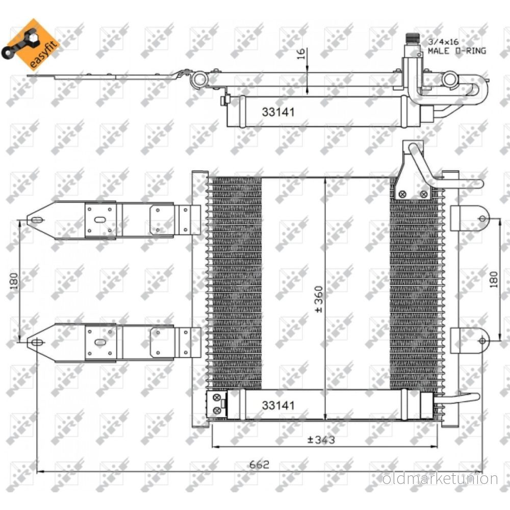 NRF EASY FIT 35367 Condenseur De Clim avec déshydrateur, bague d'étanchéité Aluminium 365 VOLKSWAGEN: Polo III 3/5 portes 8718042022554