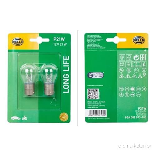 HELLA 8GA 002 073 183 Ampoule, feu clignotant 12 21 P21W Halogène avant et arrière PEUGEOT: 307 SW, 3/5 portes, RENAULT: TRAFIC 2 Kasten 4082300753929
