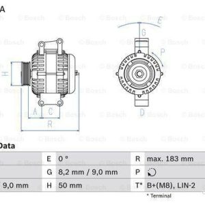 BOSCH 0 986 083 670 Alternateur 14V 180A MERCEDES BENZ: Vito Mixto, Sprinter 3.5 T Van, Bus 4047026096682