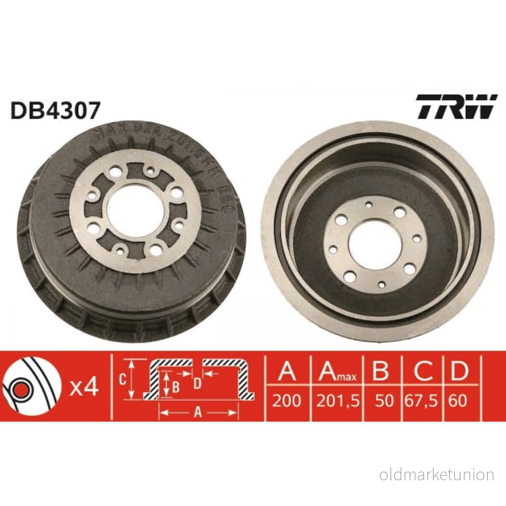 TRW DB4307 Tambours De Frein LADA: Priora Break 3322937353552