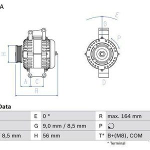 BOSCH 0 986 083 150 Alternateur 14V 150A AUDI: A4 B8 Avant, Q5, A5 Coupe 4047025688963