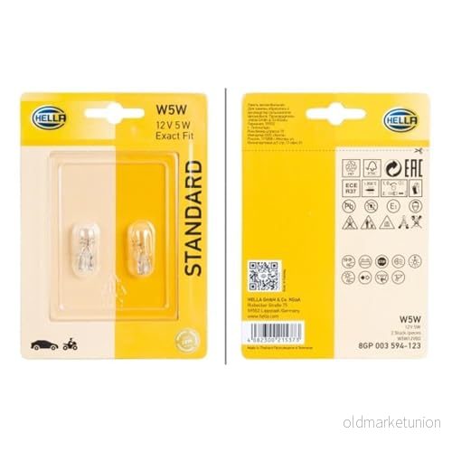 HELLA 8GP 003 594 123 Ampoule, feu de stationnement/de position W5W 12 5 PEUGEOT: 208 I 3/5 portes, 206 307 portes 4082300215373