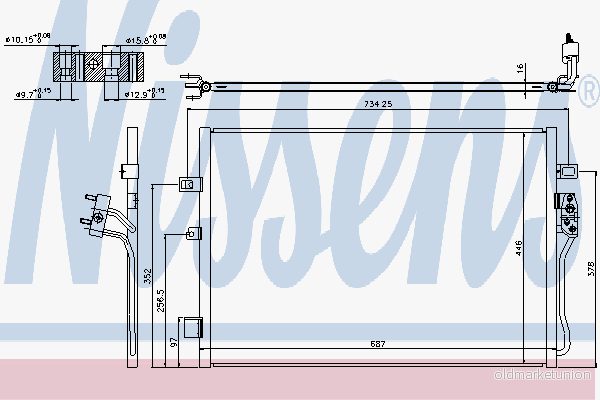 NISSENS 940342 Condenseur De Clim sans déshydrateur Aluminium 687 R 134a DODGE: Journey MPV, FIAT: Freemont 5707286366268