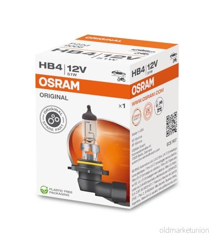 Osram 9006 Glödlampa Fjärrstrålkastare HB4 Halogenlampa 12V 4050300012650