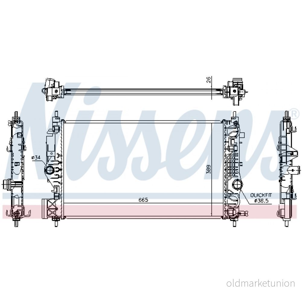 NISSENS 630764 radiateur du moteur Aluminium 655 389 26 Grille de soudée OPEL: Insignia A 3/5 portes, Astra J 5 portes