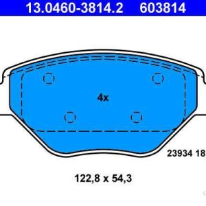 ATE 13.0460 3814.2 Jeu de plaquettes frein non préparé pour indicateur d’usure, contact signal d’usure exclu avec vis d’étrier 4006633120579